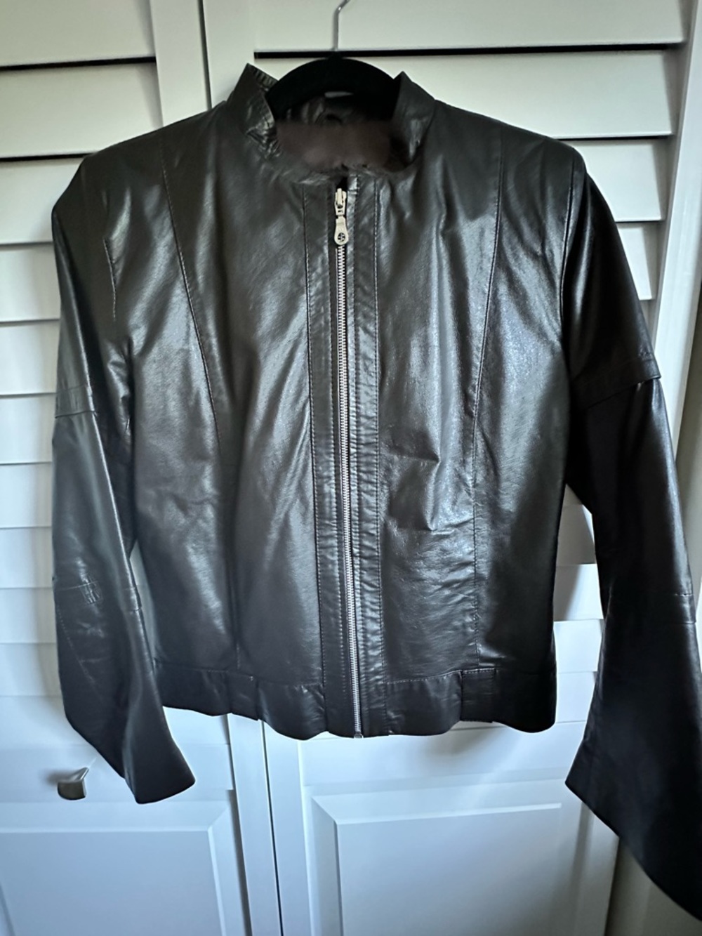Brown Genuine Leather Zip-Front Jacket